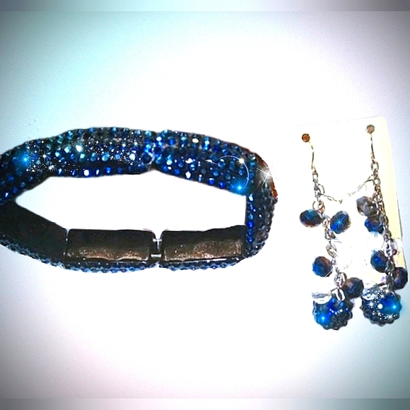 Blue Beaded Sparkly Earrings, Bracelet & Necklace - Picture 12 of 16